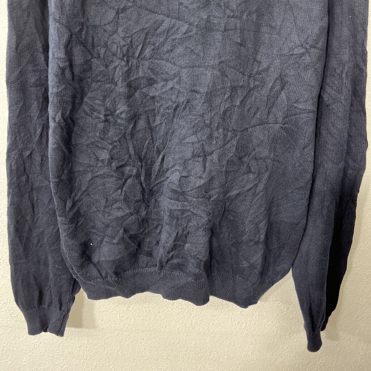 90s～ スコットランド製 L.L.Bean コットンニット セーター M ネイビー 