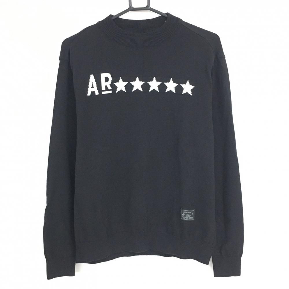 美品】アルチビオ セーター 黒×白 フロントロゴ 星 ウール混 ニット