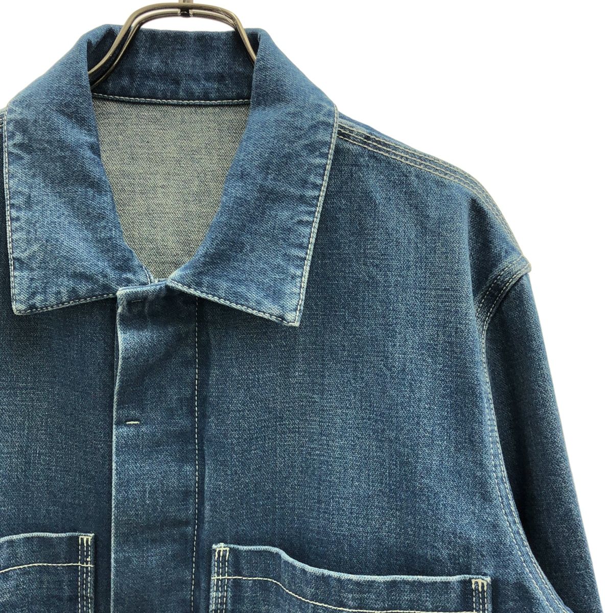 【美品】  BALLY / バリー | バックロゴ カバーオール デニム ジャケット | M | インディゴ | メンズ 美品】 BALLY / バリー | バックロゴ カバーオール デニム ジャケット