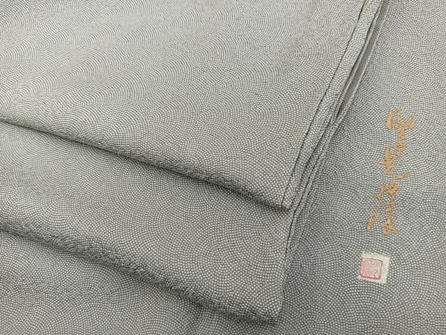 平和屋着物●男性　伝統工芸師　服部光擴　江戸小紋　鮫小紋柄　正絹　逸品　BAAW2838yc