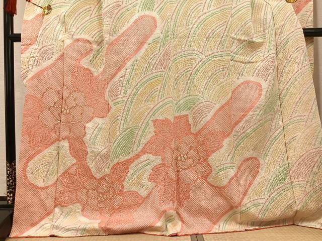 平和屋着物●豪華振袖　総絞り　駒刺繍　牡丹　正絹　逸品　AABG5797ph 平和屋着物○豪華振袖 総絞り 駒刺繍 牡丹 正絹 逸品 AABG5797ph