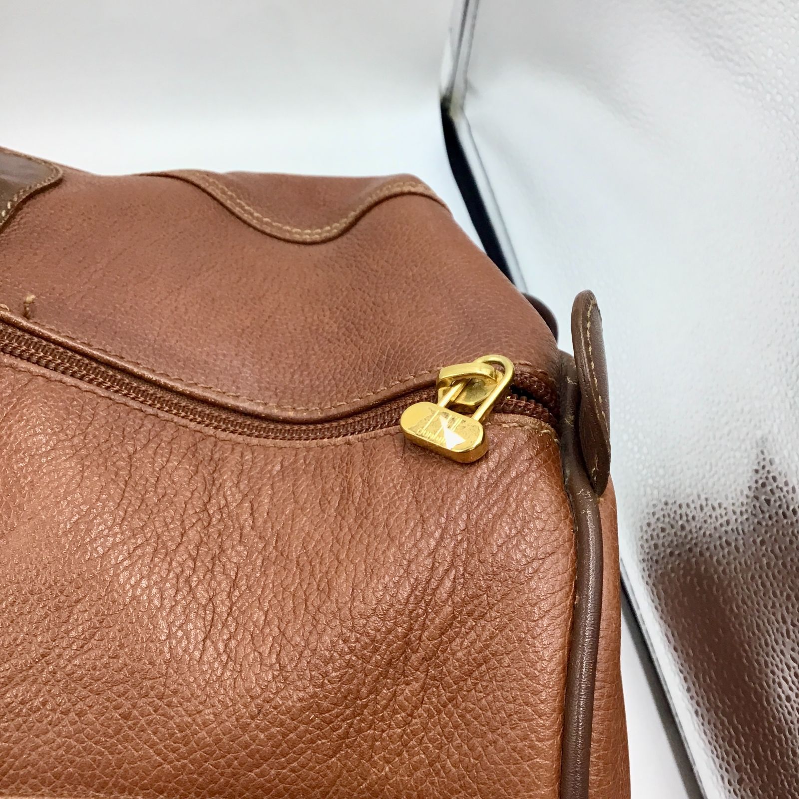 dunhill ダンヒル ボストンバッグ 旅行鞄 本革 オールレザー ブラウン
