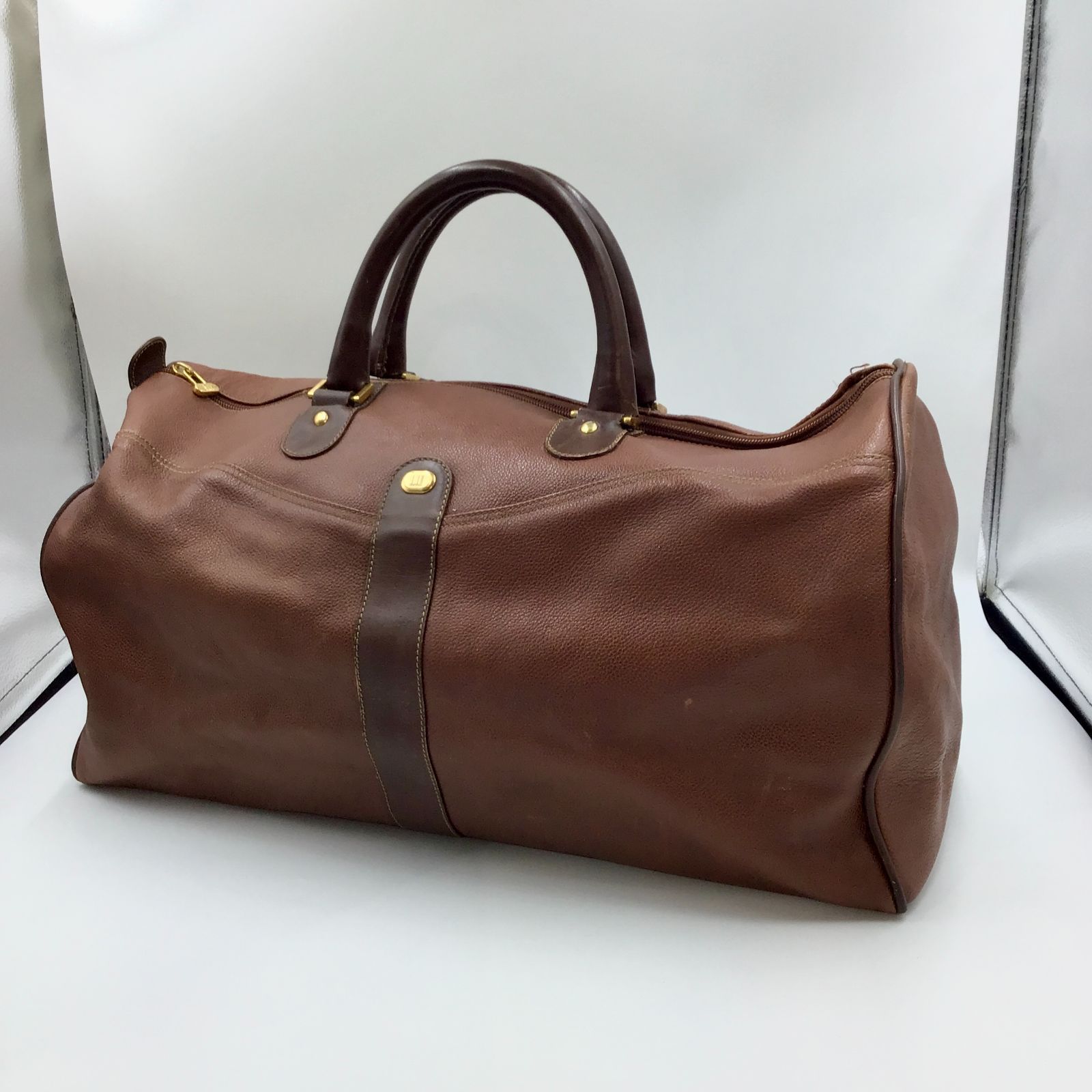 dunhill ダンヒル ボストンバッグ 旅行鞄 本革 オールレザー ブラウン