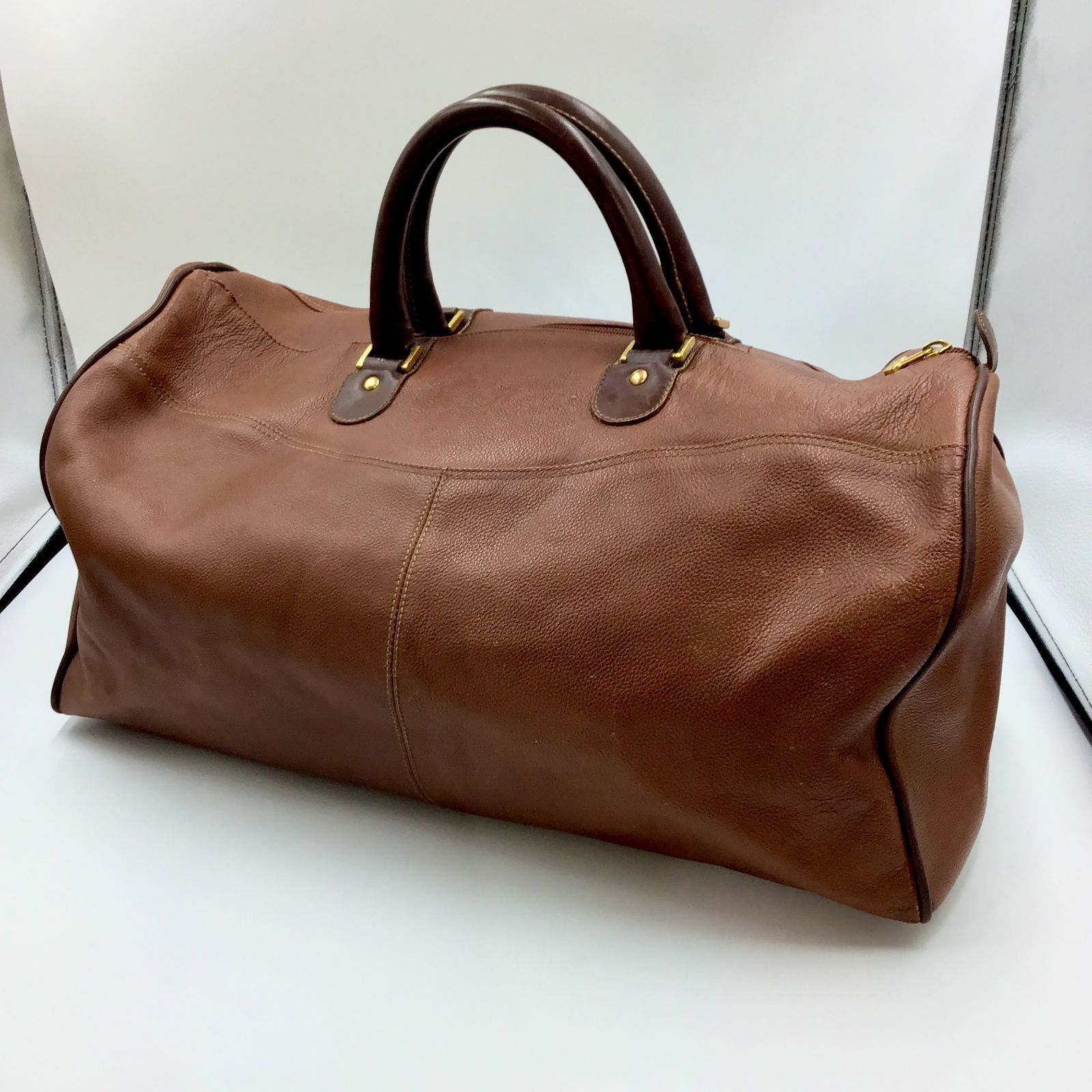 dunhill ダンヒル ボストンバッグ 旅行鞄 本革 オールレザー ブラウン