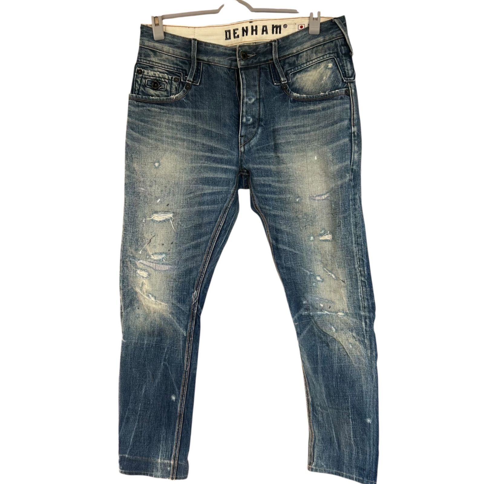 メンズ DENHAM デンハム ダメージジーンズ ブルー メンズ W30L32サイズ 