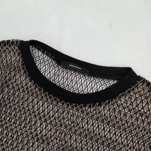 JOURNAL STANDARD バイカラーネットビッグプルオーバー シアーメッシュ カットソー 23AW ブラウン ブラック レディース ジャーナルスタンダード【中古】5-1201M∞ JOURNAL STANDARD - JOURNAL STANDARD バイカラーネットビッグプル
