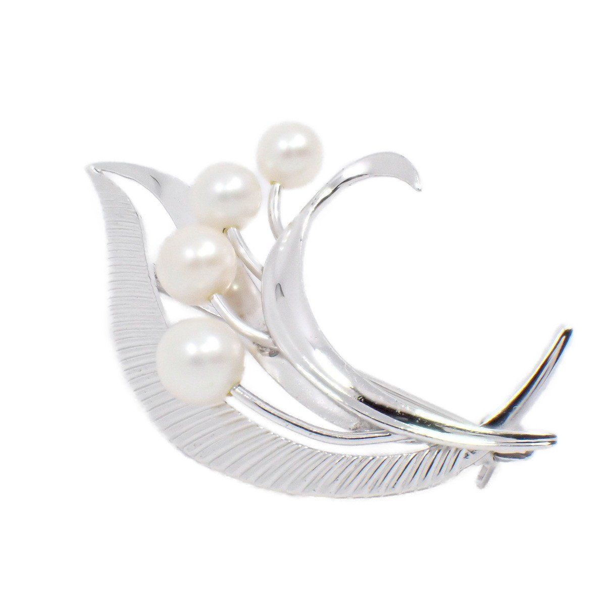 MIKIMOTO ミキモト フラワーリーフモチーフ ブローチ シルバー/パール4