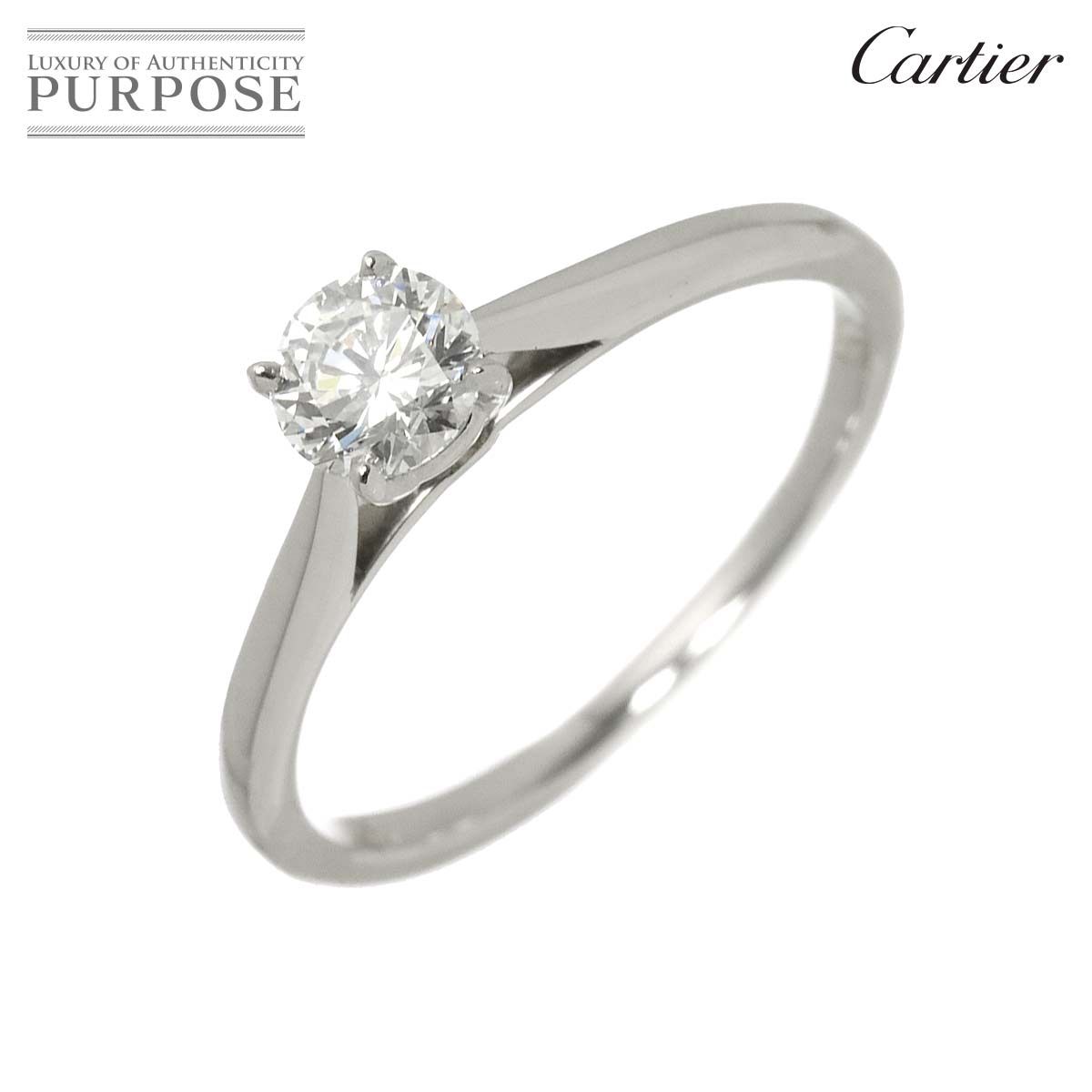 カルティエ Cartier ソリテール ダイヤ 0.35ct G/VVS1 #50 リング Pt 
