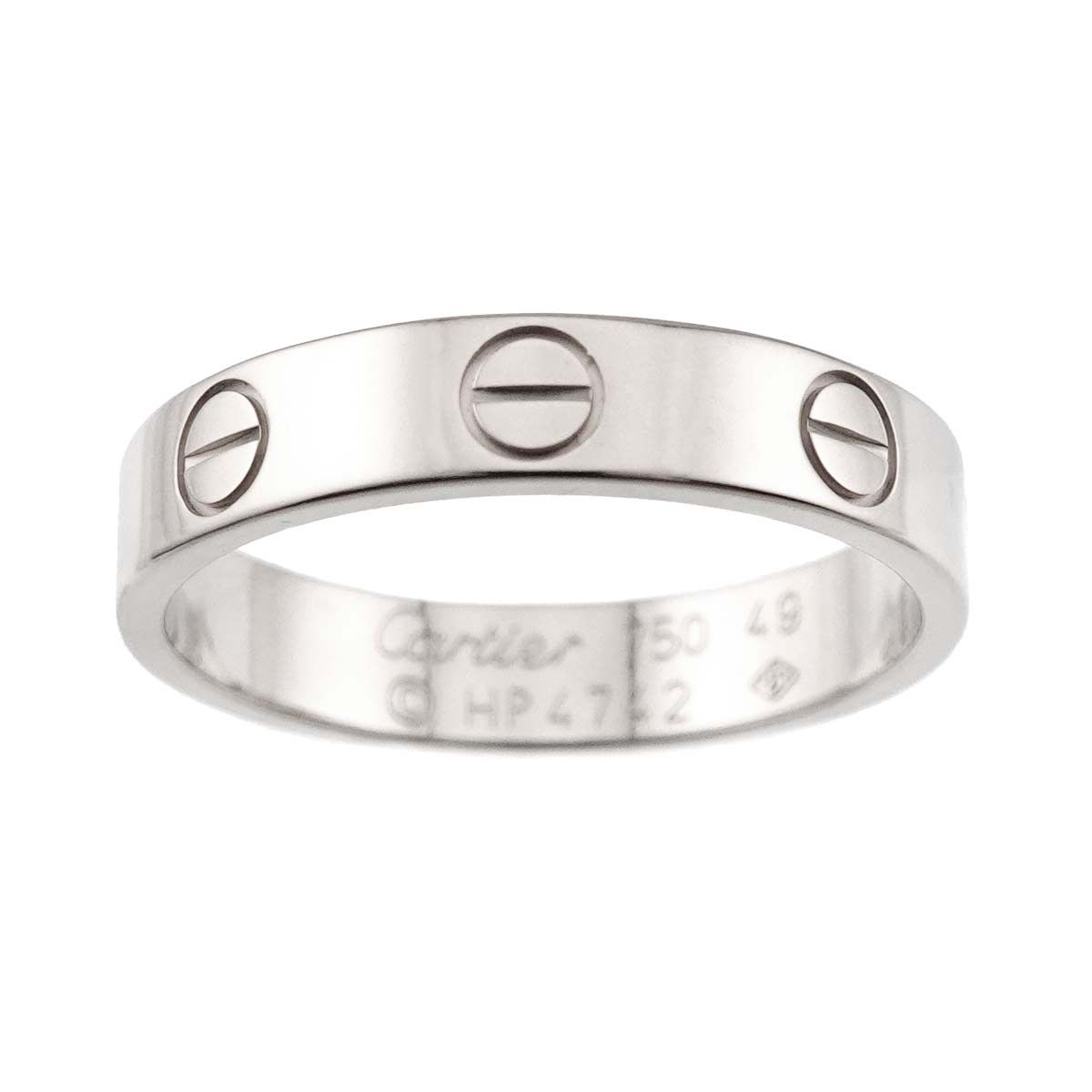 カルティエ　ミニラブリング　K18 YG #49 カルティエ Cartier ミニラブ #49 リング K18 WG ホワイトゴールド 750