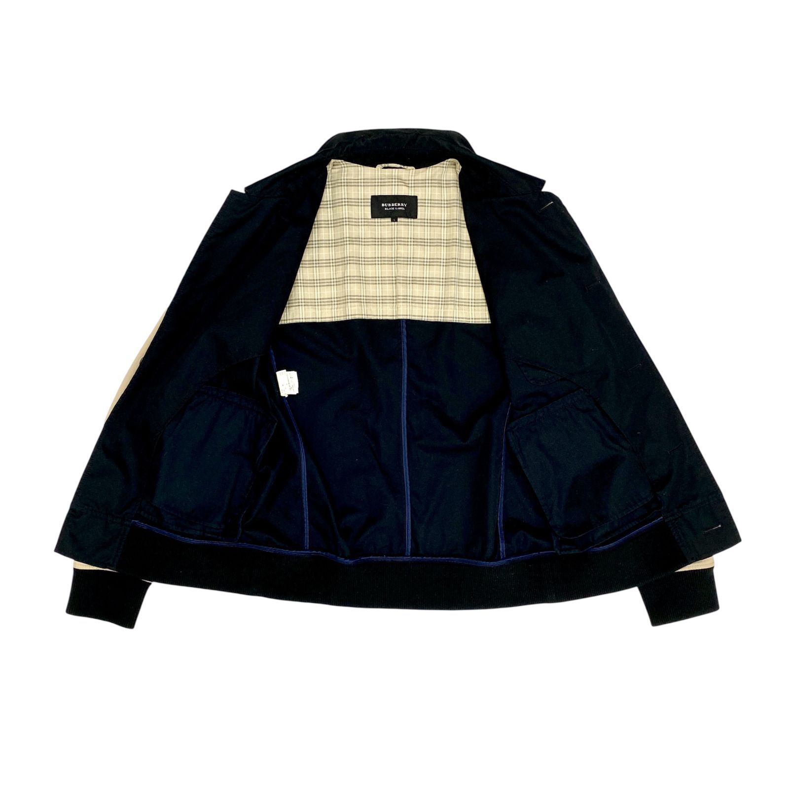 BURBERRY BLACK LABEL バーバリーブラックレーベル バイカラーブルゾン 切替 ヴァーシティジャケット L ノバチェック 牛革ボタン BURBERRY BLACK LABEL（バーバリーブラックレーベル） ジャケット L