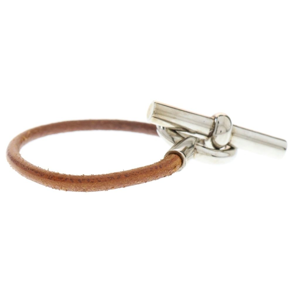 HERMES (エルメス) グレナン ブレスレット ブラウン シルバー×レザー HERMES (エルメス) グレナン ブレスレット ブラウン シルバー×レザー