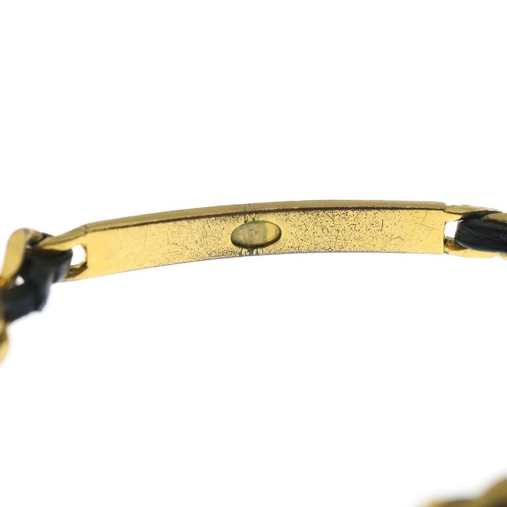 CHANEL (シャネル) チェーンブレスレット ブラック×ゴールド レザー×GP