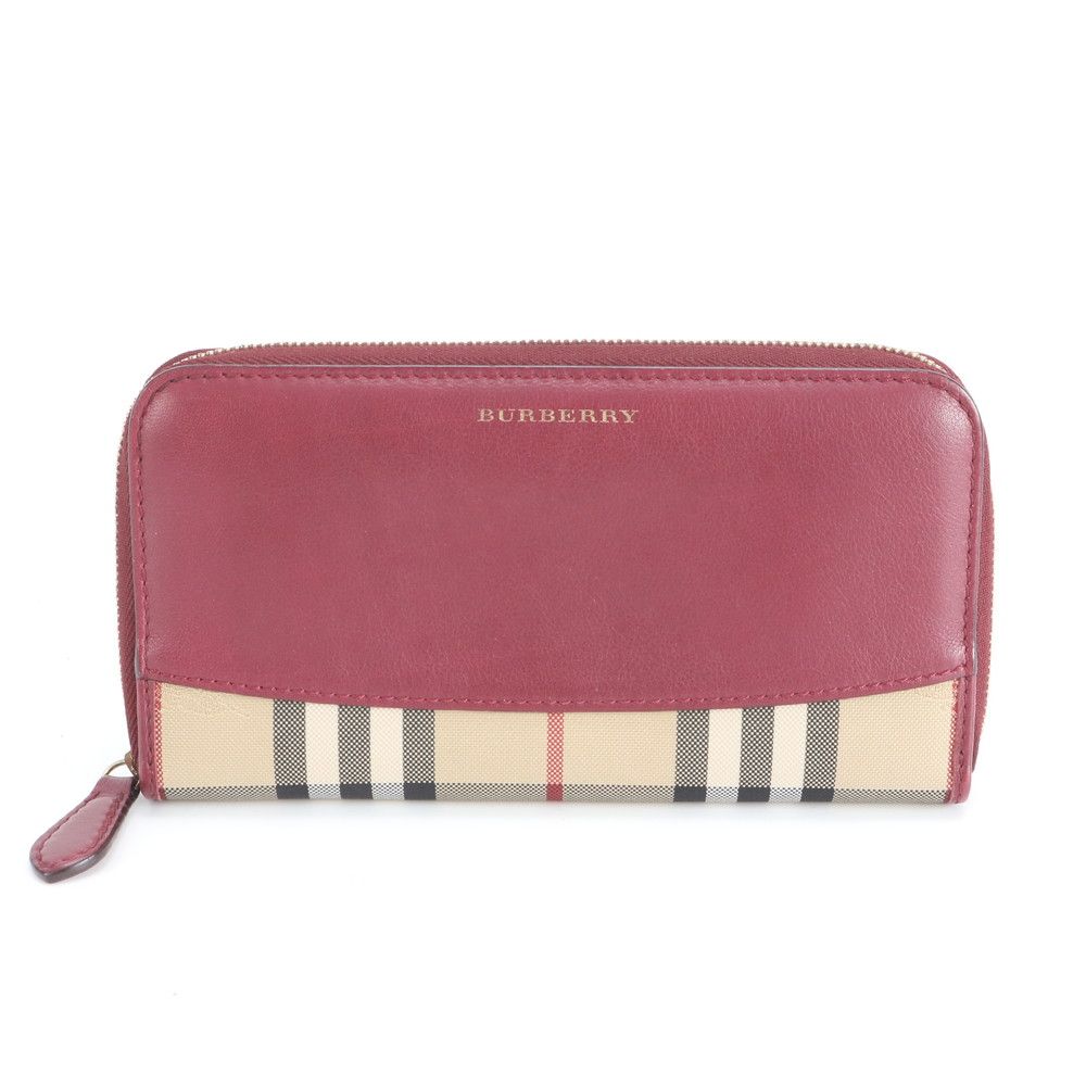 バーバリー 長財布 ラウンドファスナー ノバチェック ホース ロゴ レザー 高級 BURBERRY バーバリー ノバチェック ラウンド ファスナー 財布 長財布