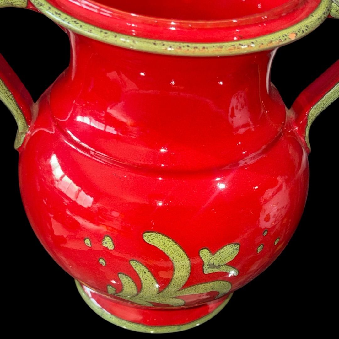 赤い陶器製花瓶　花立て　フラワーベース　骨董品 アンティーク イタリア製 陶器 赤 フラワーベース 花瓶 花器 花入れ