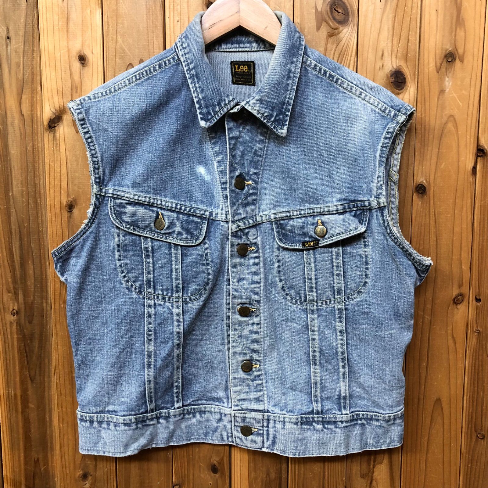 70's USA製 Lee リー ライダース デニムベスト カットオフ ヴィンテージベスト 古着