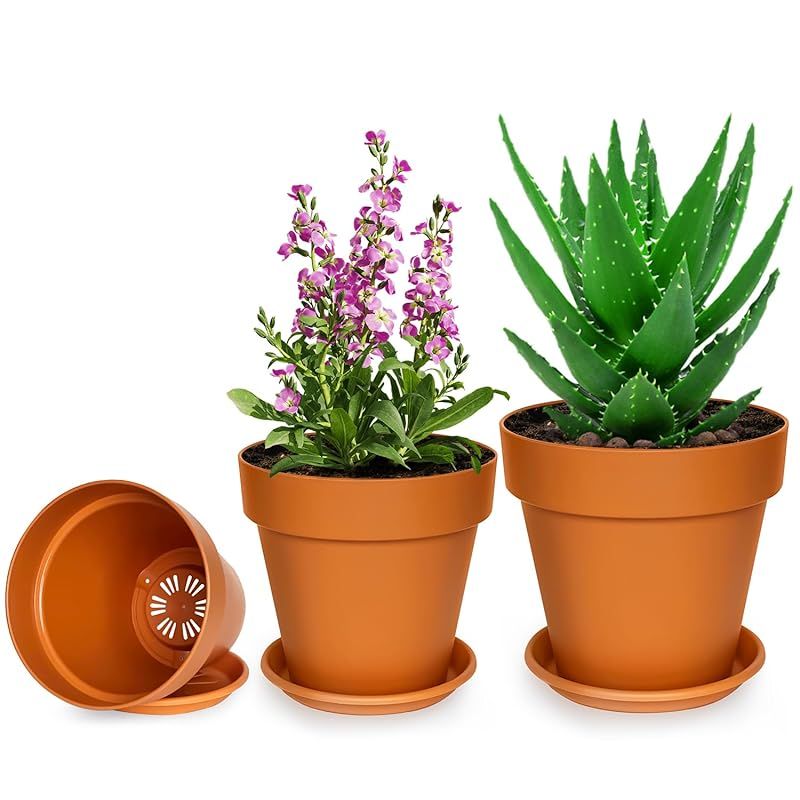 新品】 RooTrimmer 受け皿付け 鉢 3個セット、おしゃれ 多肉植物 