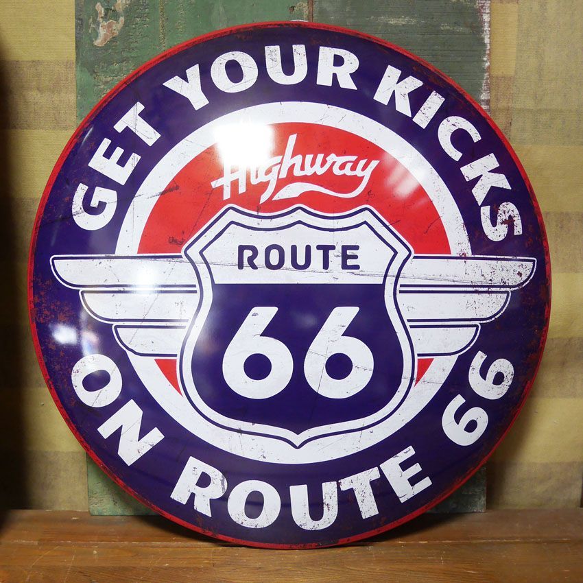 ルート66 ドームサイン ネイビー ROUTE66 インテリア ドーム型 ブリキ