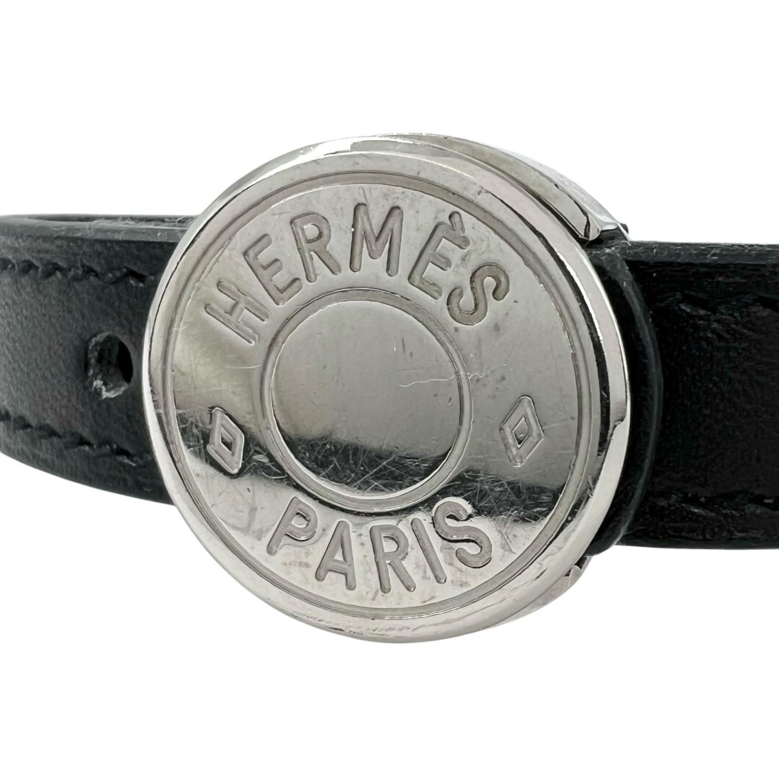 HERMES エルメス セリエ ルーピング ブレスレット レザー ブラック