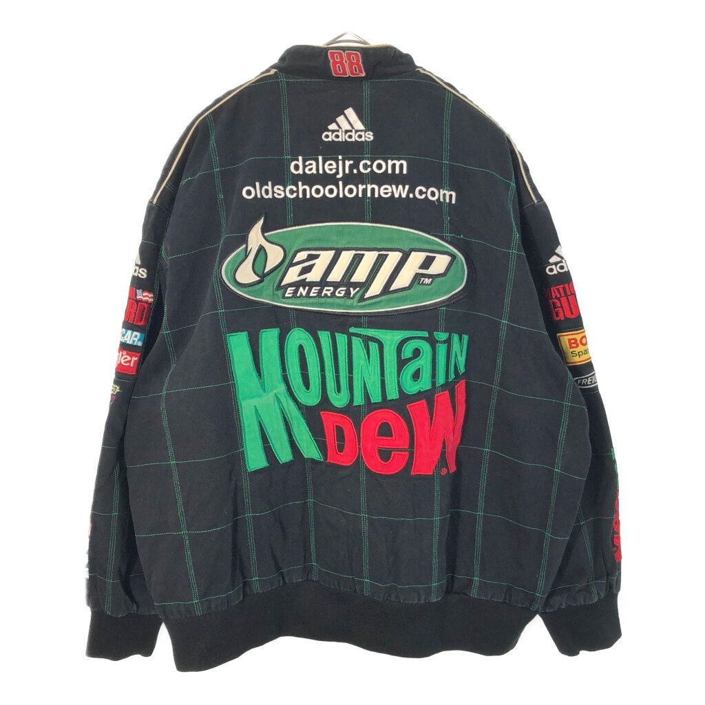JR NATION NASCAR ナスカー コットンレーシングジャケット 大きいサイズ 企業ロゴ ブラック(メンズ 3XL)中古 古着 X4835 JR NATION NASCAR ナスカー コットンレーシングジャケット 大きい