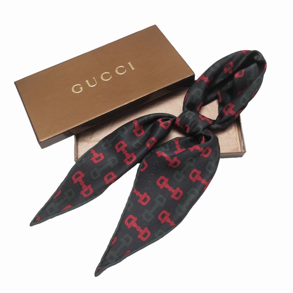 □美品□GUCCI グッチ スカーフ ビットプリント シルクツイル