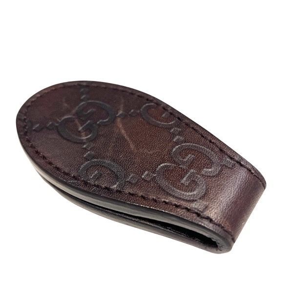 グッチ GUCCI グッチ GUCCIシマ ブラウン レザー 財布 マネークリップ