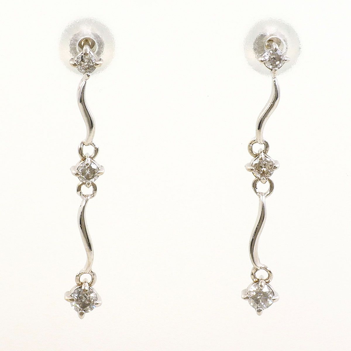 K14WG ピアス ダイヤモンド 0.11ct 総重量約0.6g - メルカリ