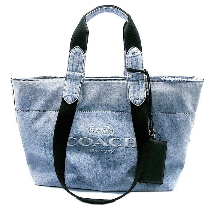 新品・未使用コーチCOACH デニム トートバッグ 2way コーチ デニム メンズ トートバッグ カードケース付 CDY49 ライト