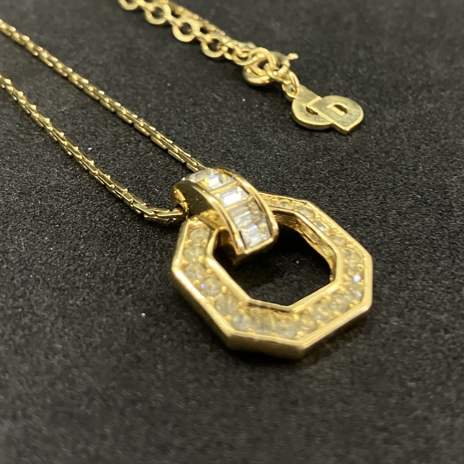 美品　Christian Dior　ディオール　ネックレス　ラインストーン　ゴールド系　1099