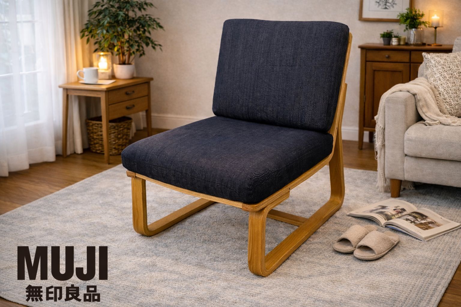 MUJI/無印良品 リビングでもダイニングでもつかえるソファチェア ①