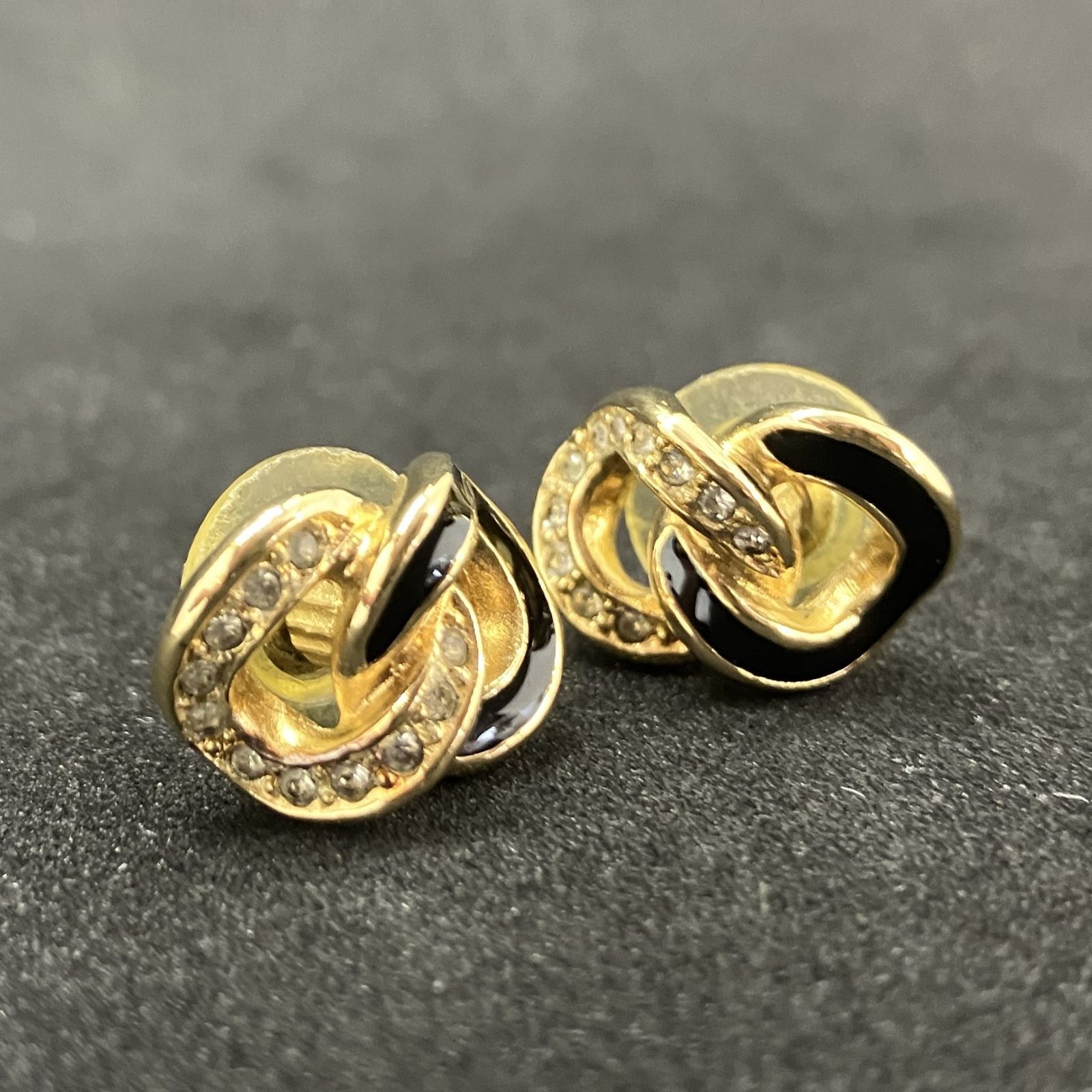 美品 Christian Dior ディオール ピアス ラインストーン ゴールド 1140
