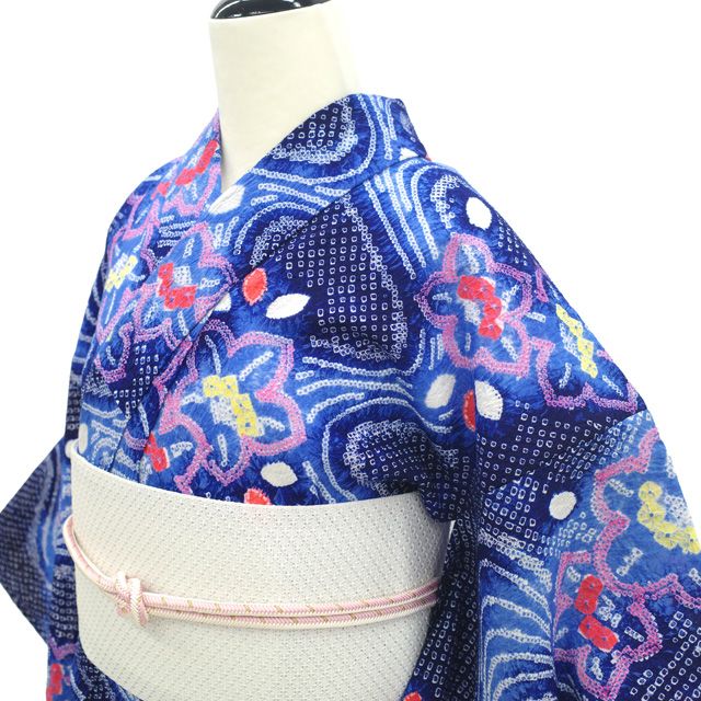 中古】 夏物 本場有松鳴海絞り 浴衣 リサイクル 有松 ゆかた 絞り 木綿