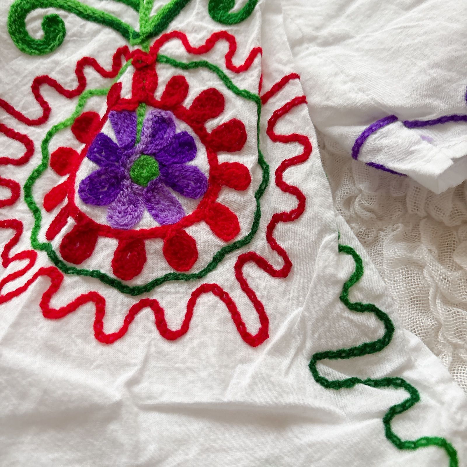 ヴィンテージ 刺繍 刺繍ブラウス 花柄 インド製 インディアン コットン 
