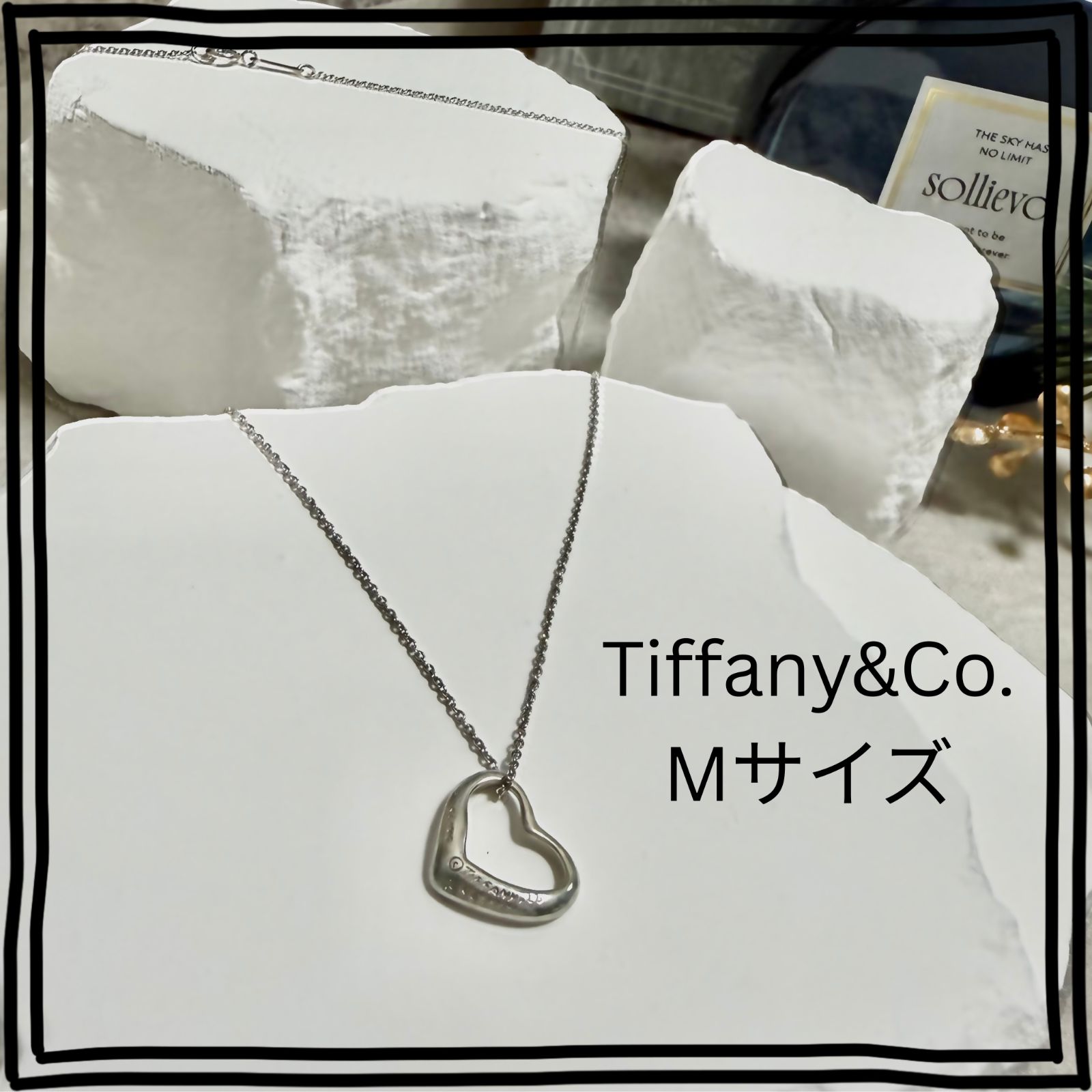 美品 Tiffany&Co. ティファニー オープンハート ネックレス Mサイズ