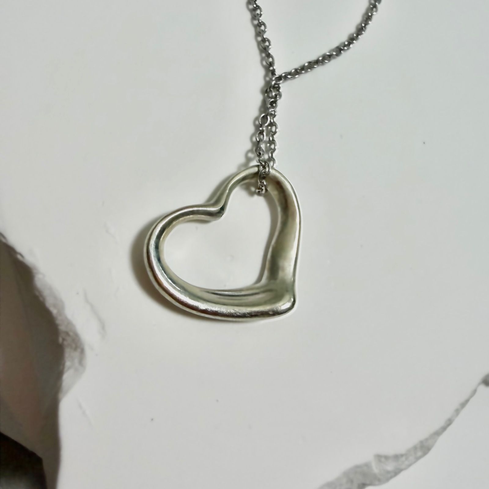 美品 Tiffany&Co. ティファニー オープンハート ネックレス Mサイズ 