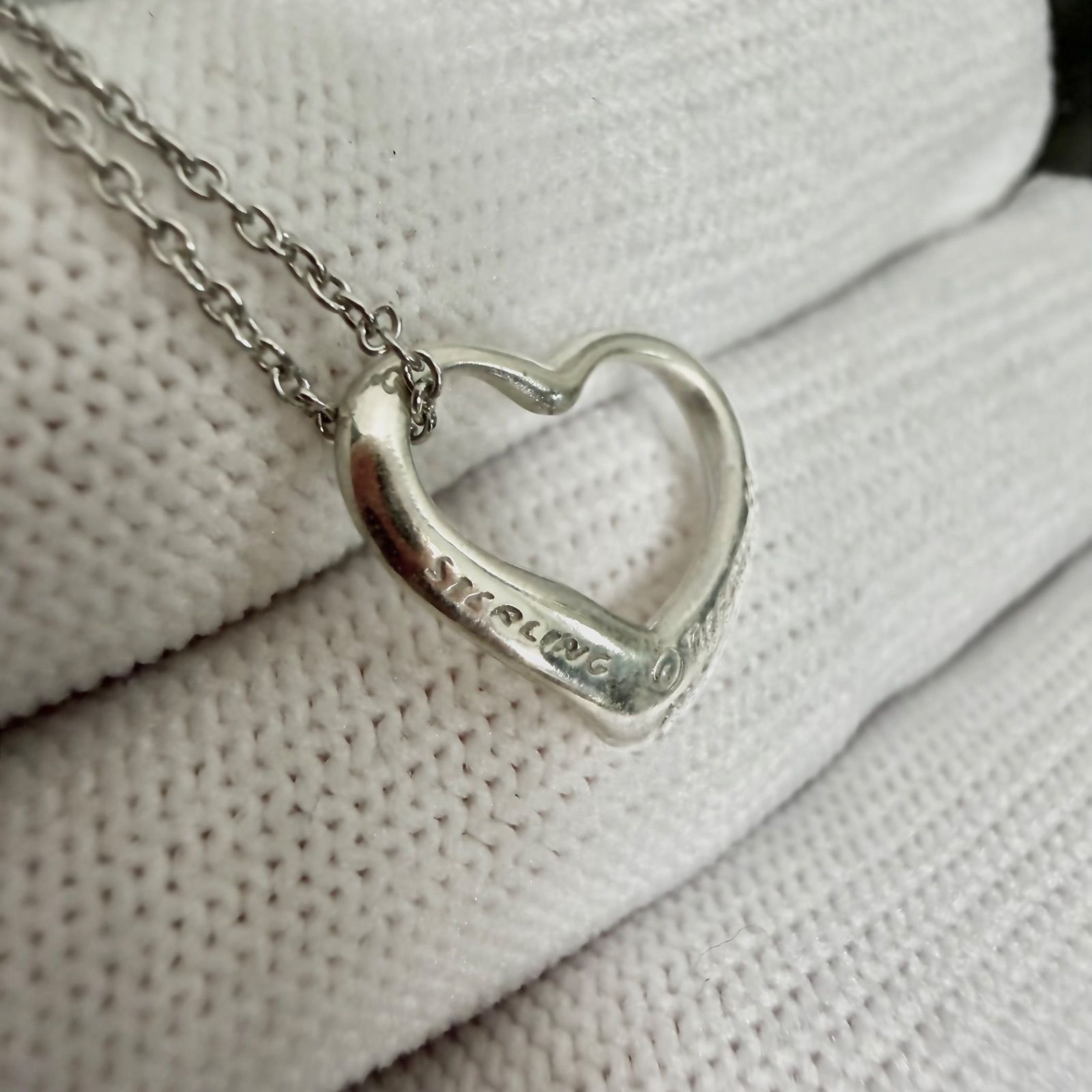 美品 Tiffany&Co. ティファニー オープンハート ネックレス Mサイズ