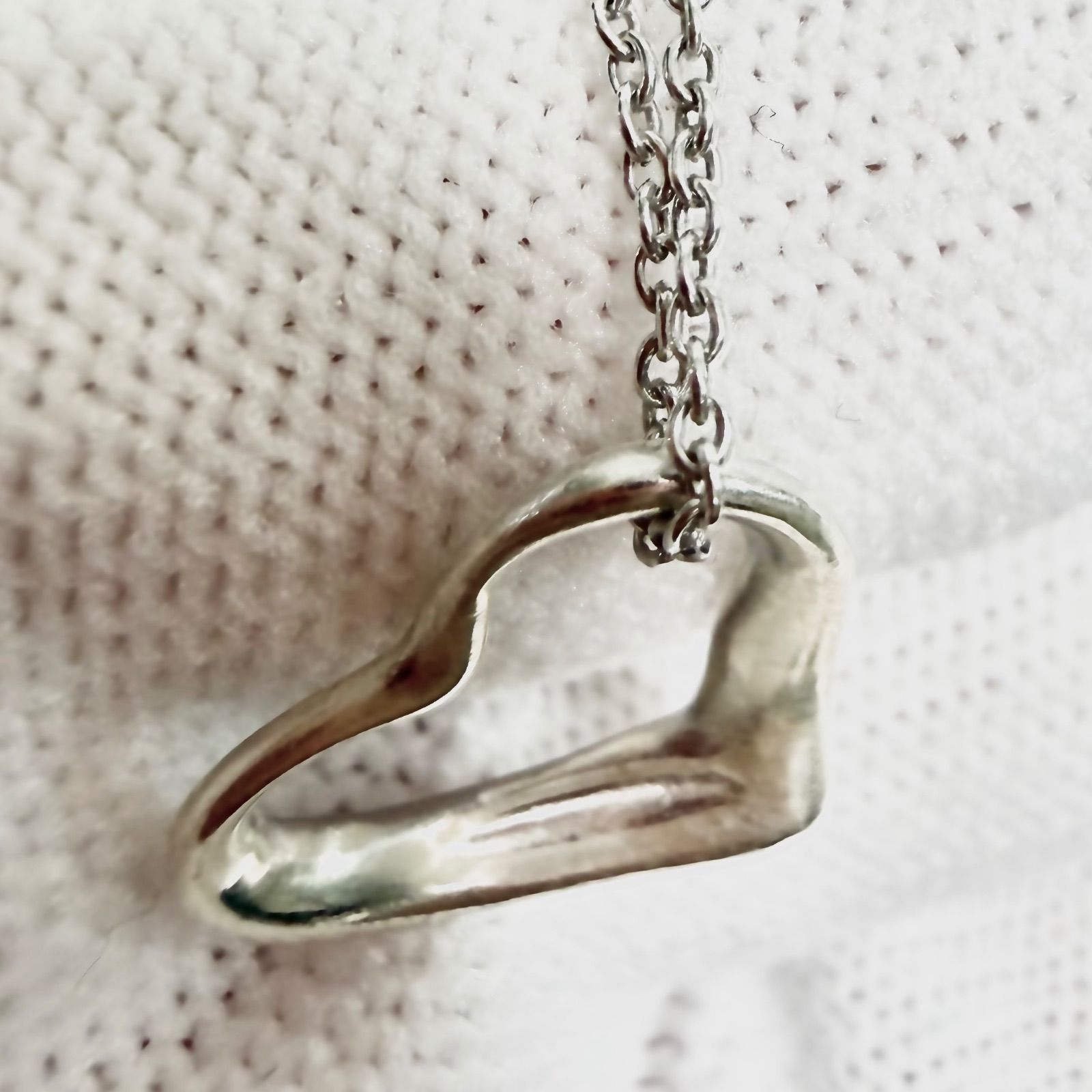 美品 Tiffany&Co. ティファニー オープンハート ネックレス Mサイズ