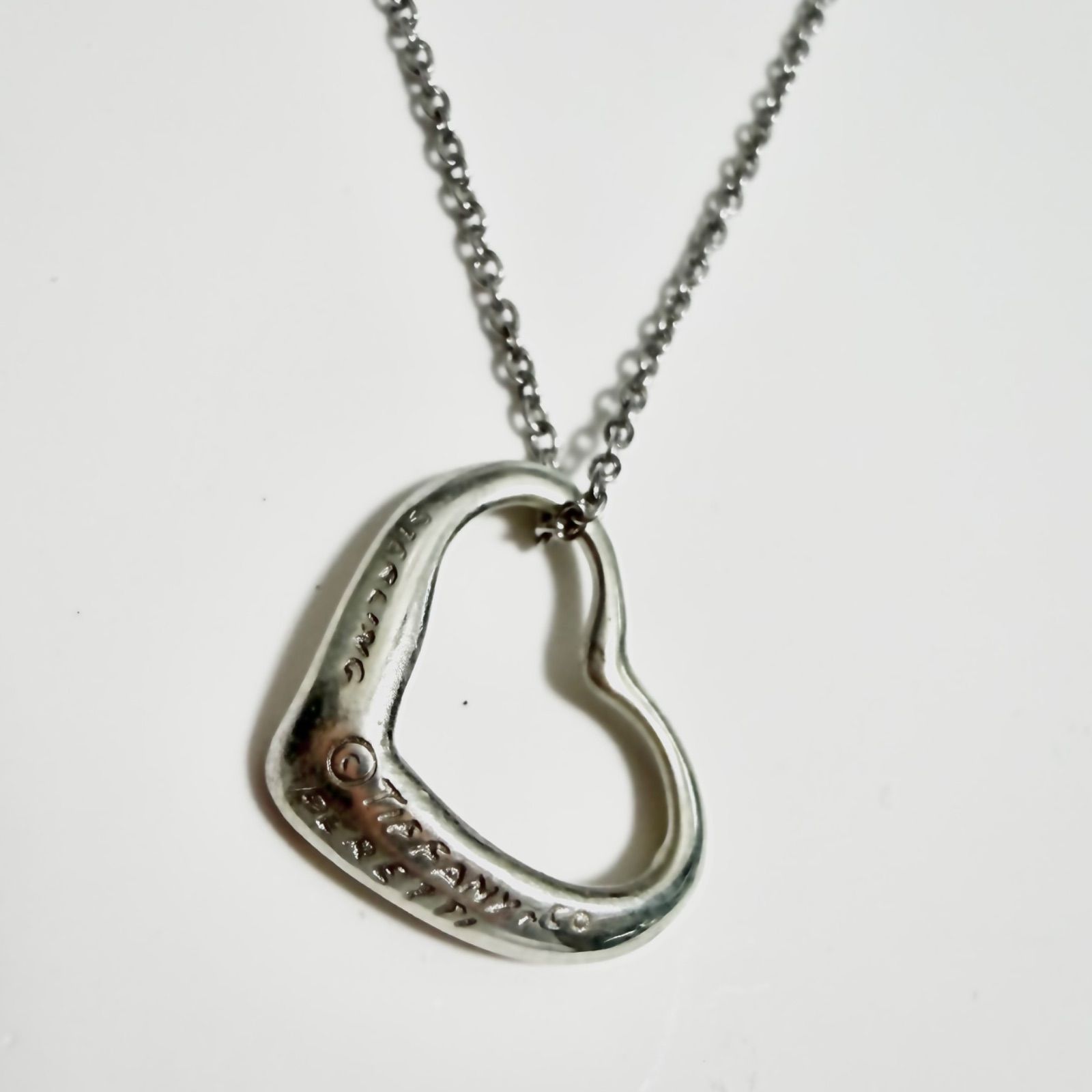 美品 Tiffany&Co. ティファニー オープンハート ネックレス Mサイズ