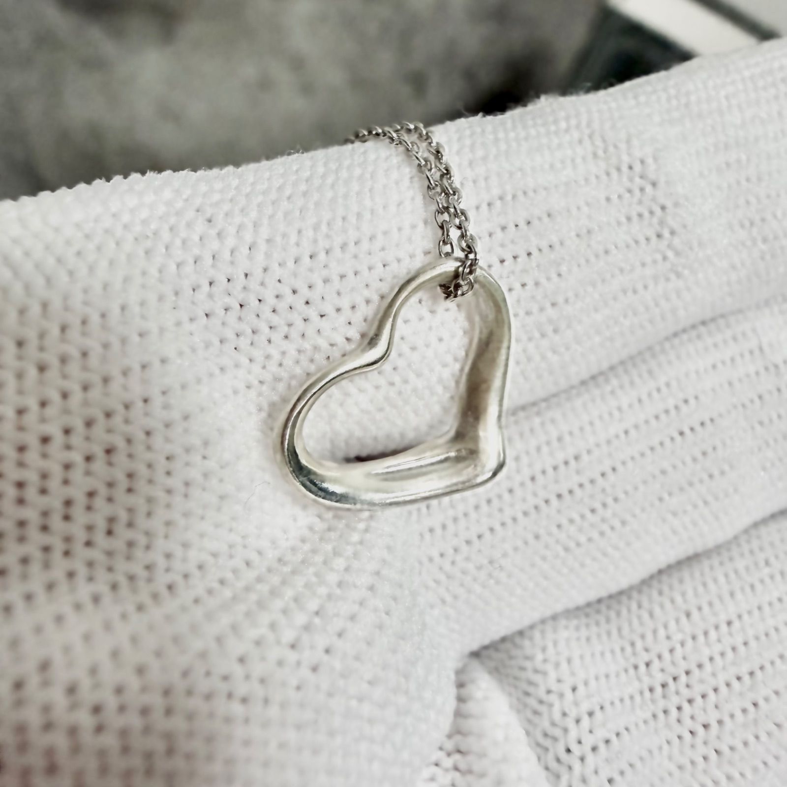 美品 Tiffany&Co. ティファニー オープンハート ネックレス Mサイズ