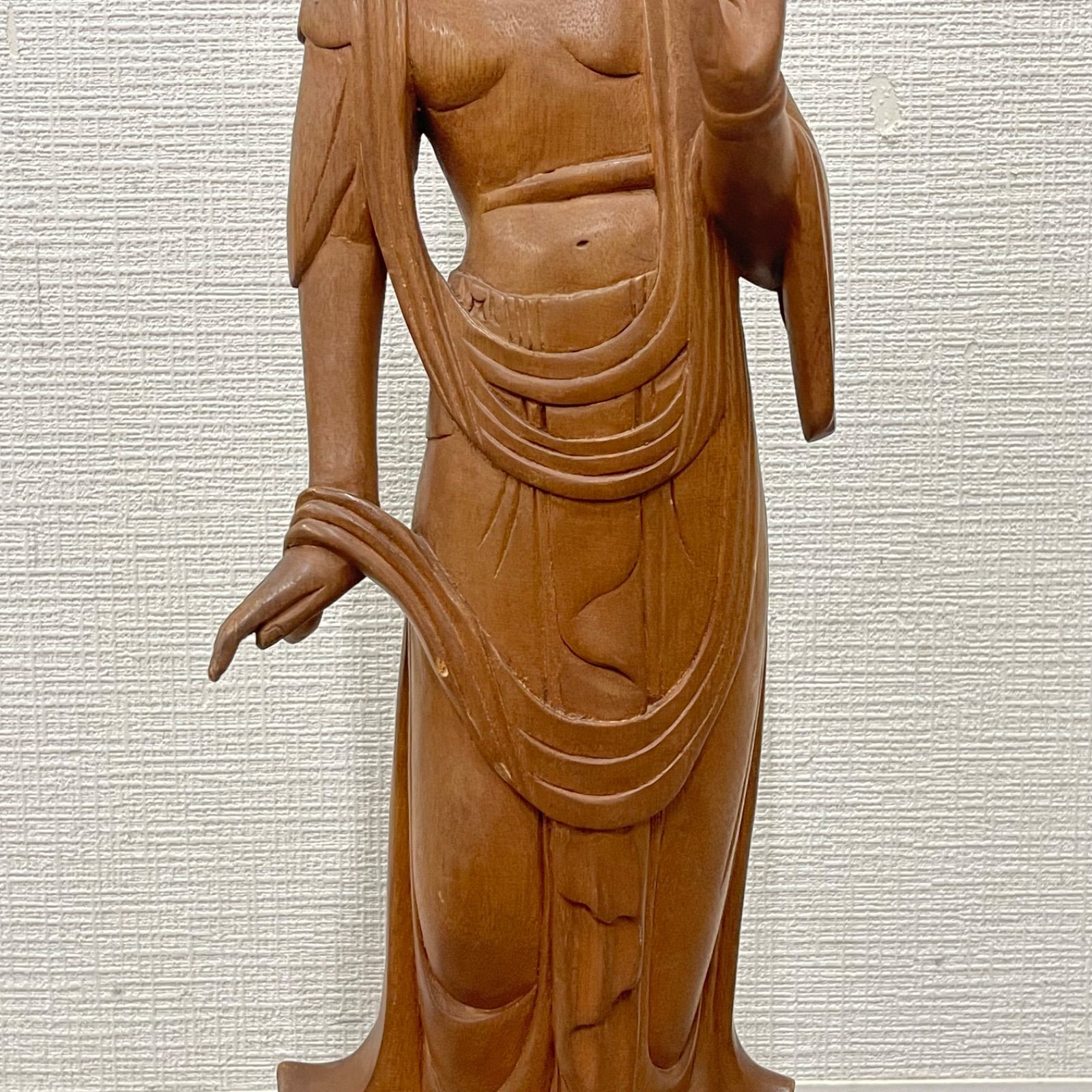 NPA】約65cm 春山作 観音菩薩 木彫り 彫刻 仏像 骨董 アンティーク 