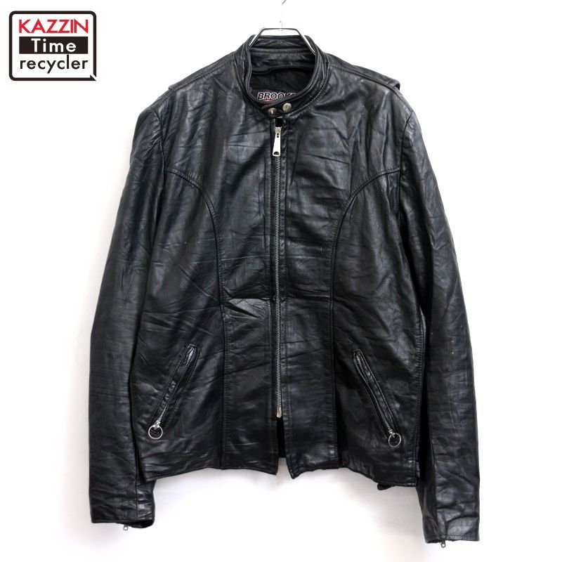 80s USA製 vintage BROOKS レーシング レザー シングルライダース