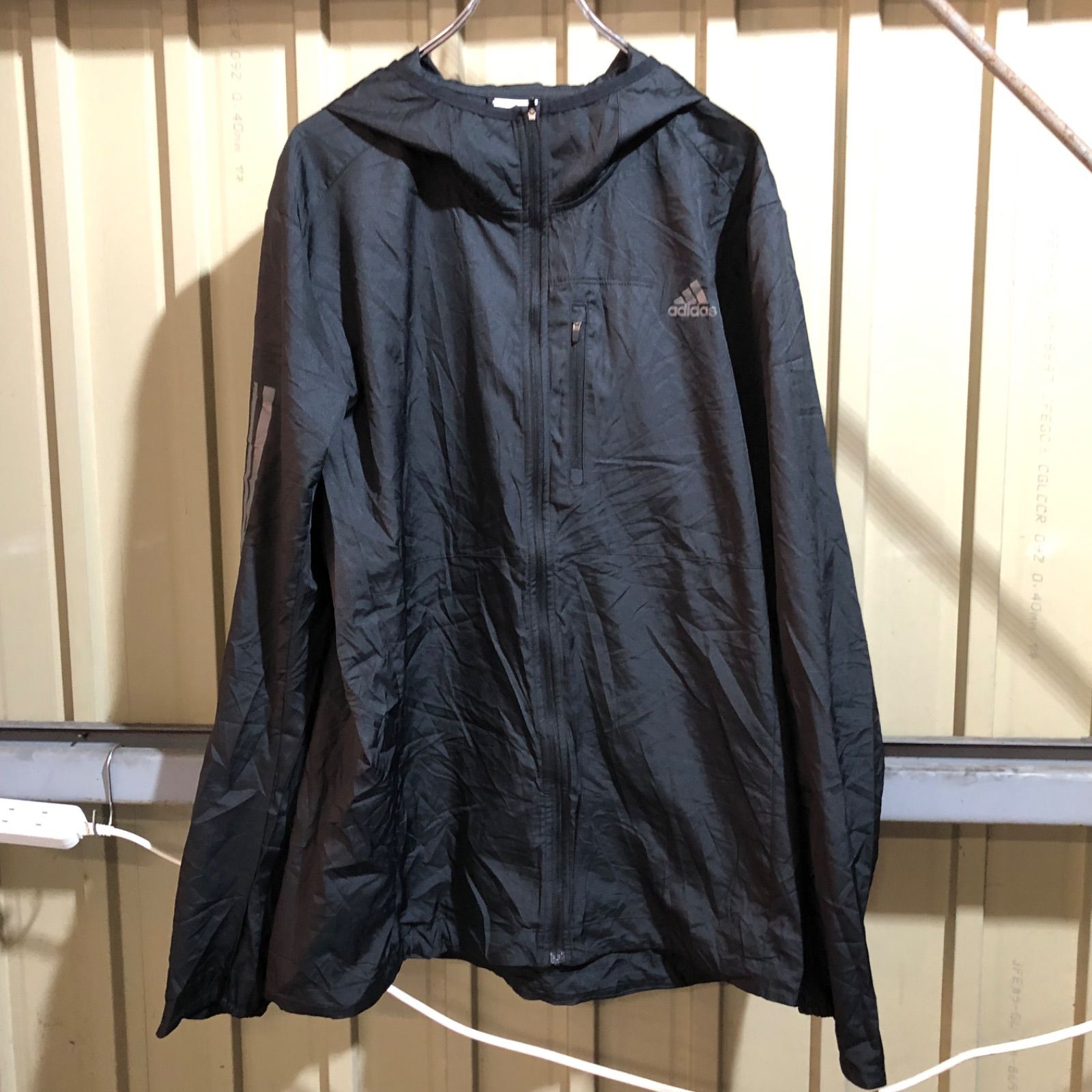 2186 adidas ナイロンジャケット ブラック 2XL アディダス フルジップ 