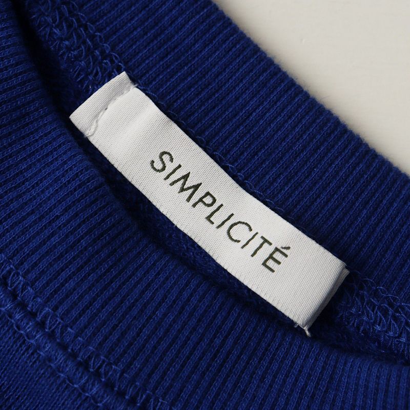2025AW シンプリシテェ Simplicite ラメサガラ刺繍7分袖プルオーバー＼ブルー 裏毛 スウェット コットン カットソー【2400014841848】 B.C STOCK（ベーセーストック） トレーナー スウェット 手洗い可