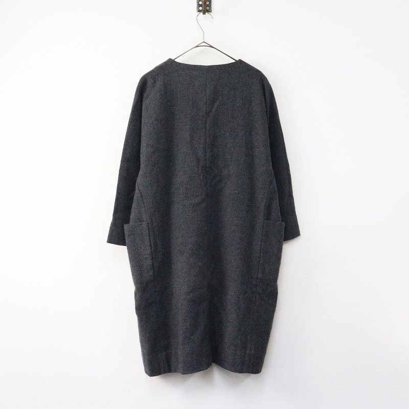 エヴァムエヴァ evam eva カシミヤ ヘンプ ノーカラー ロングコート 