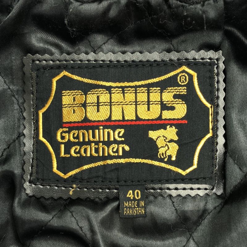 中古】90s vintage BONUS 本革 ダブルライダースジャケット ブラック