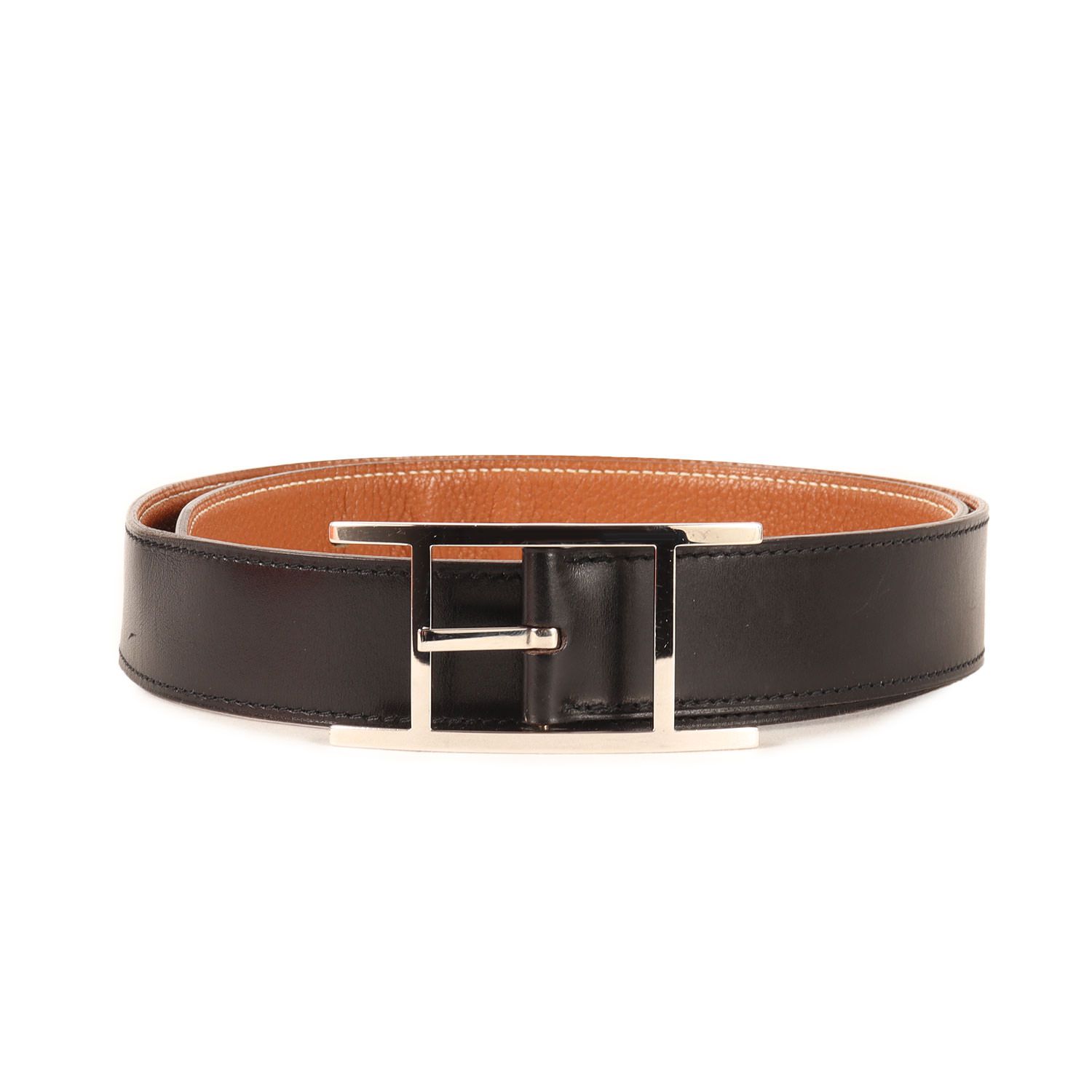 HERMES レザー ベルト ブラック ブラウン HERMES ブラック/ブラウン リバーシブルレザーベルト - メルカリ