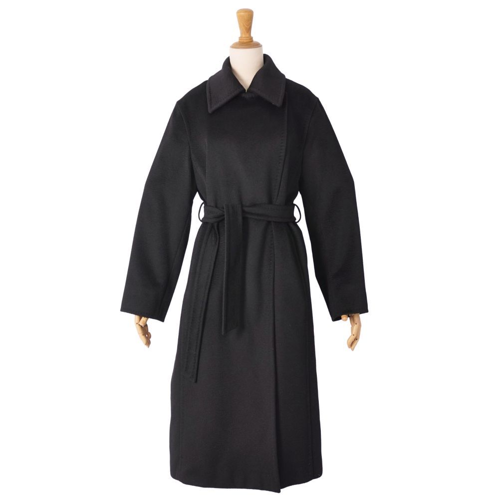 極美品 マックスマーラ Max Mara コート 白タグ ベルト付き ロングコー