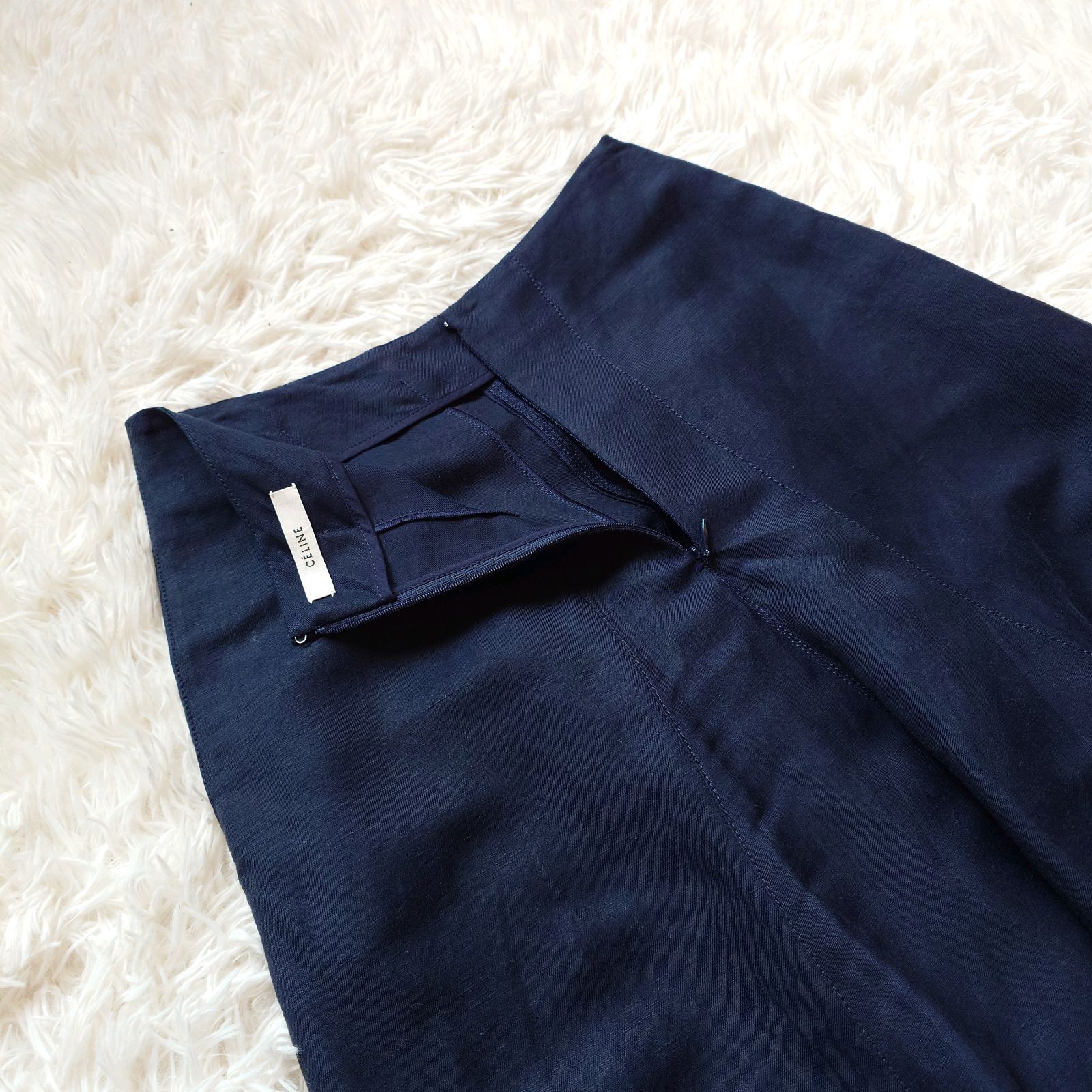 美品 セリーヌ CELINE フィービー期 リネン レーヨン 変形 フレア