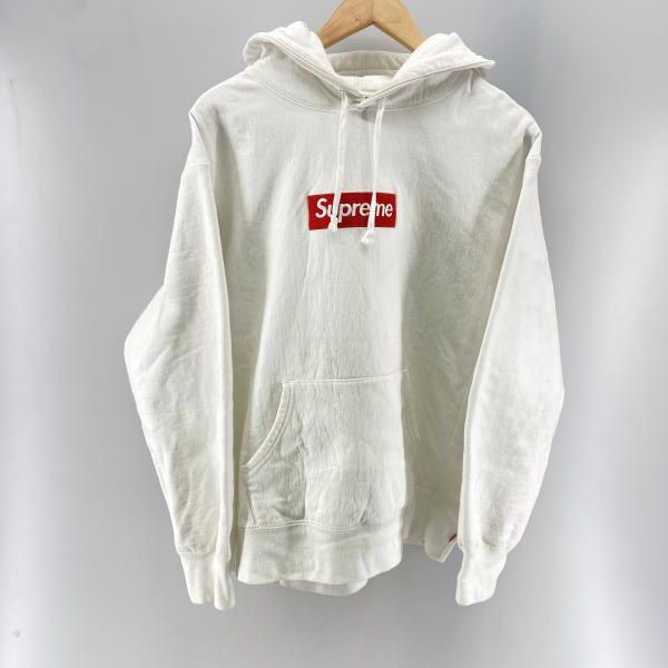 中古】Supreme ボックスロゴパーカー 白 サイズM △汚れ 中古】Supreme ボックスロゴパーカー 白 サイズM △汚れ
