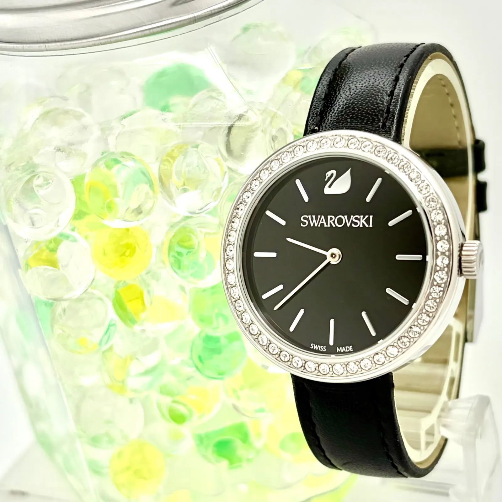 美品/新品電池】SWAROVSKI スワロフスキー デイタイム ダイヤベゼル 