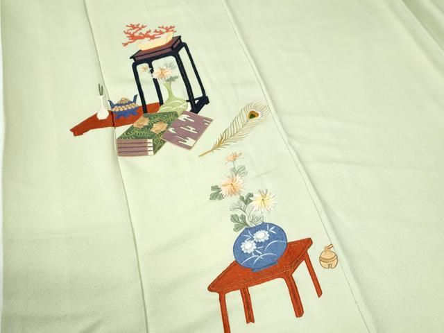 平和屋着物■訪問着　中国国宝刺繍　乱針刺繍　水辺草木文　暈し染め　銀彩　逸品　tx2391 相良刺繍 訪問着 中国三大刺繍 新作情報芸術的な刺繍を生み出す中国の人間国宝と呼ばれる 秋 逸品